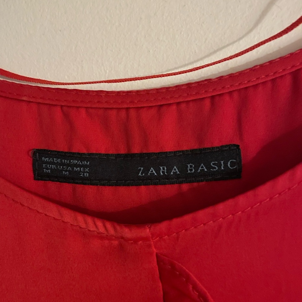 Zara Vibrant Red Ruffle Blouse - Picture 2 of 4